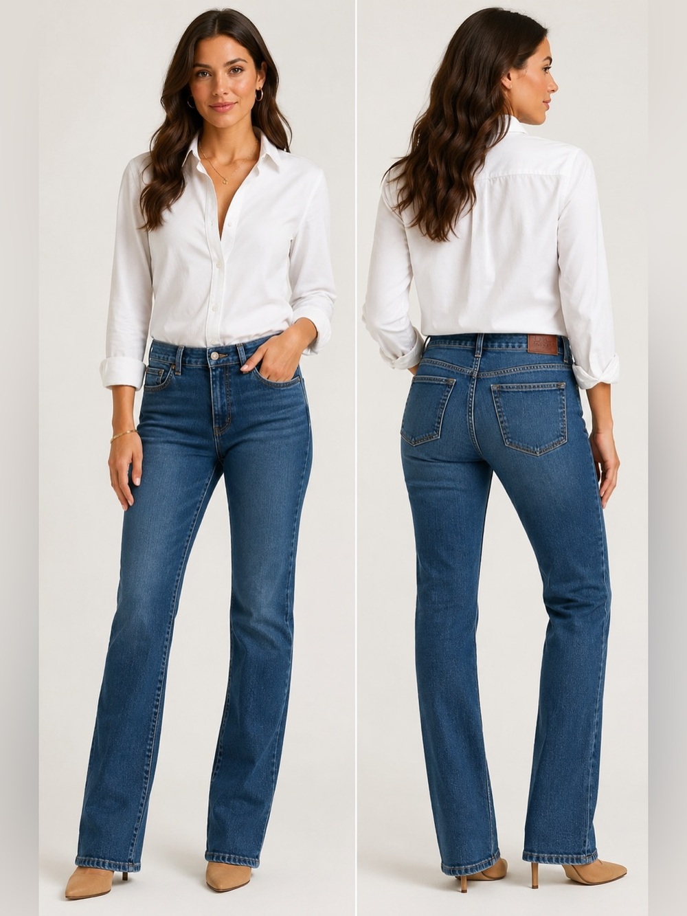 LRL Lauren Ralph Lauren Petite 12P Straight Leg Stretch Jeans Medium Wash